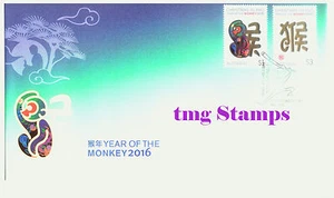 Christmas Island 2016 Year of the Monkey 2-Stamp set on FDC - Picture 1 of 1