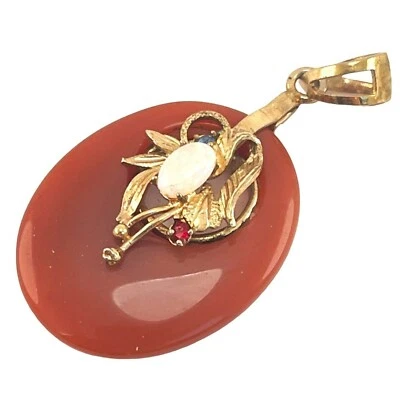 Colgante de ágata cornalina con piedras de vidrio de ópalo, azul y rojo Foto 1 de 4