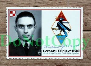WW2: F/Lt CZESLAW GLOWCZYNSKI 302 Sqn Polish fighter pilot autographcard + bio - Picture 1 of 2