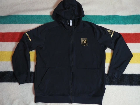 Adidas MLS LA Galaxy Football Soccer Club Black Full Zip Hoodie Sweatshirt XL Cover