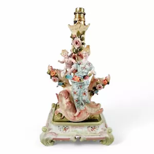 Antique porcelain figural lamp with cherubs, Сonta & Boehme, 19th century - Picture 1 of 14