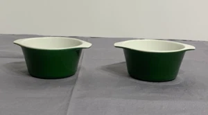 Zwei Vintage Lyngby grüne Porzellan Salzkeller Dip Auflaufförmchen Griffe Dänemark - Bild 1 von 8