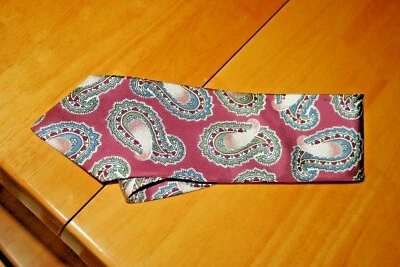 Corbata vintage de seda pura rosa polvorienta cachemira de Kuppeheimer/usada-de Italia Foto 1 de 3