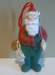 Santa Fishing Fisherman Christmas Tree Ornament 5 " tall resin - Picture 1 of 3