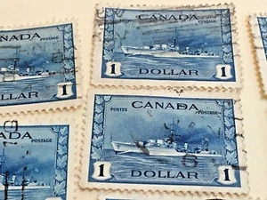 7 SELLOS EMITIDOS EN CANADÁ. Estampilla de 1 dólar c1942-48 - Imagen 1 de 3