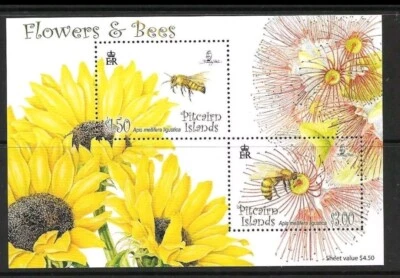 Pitcairn Islands - "FLOWERS & BEES" MNH Miniature Sheet MS 2008 - Image 1 of 4