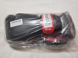 ProForce Leatherette Boxing Gloves Black w/ Red Palm 16 oz. New