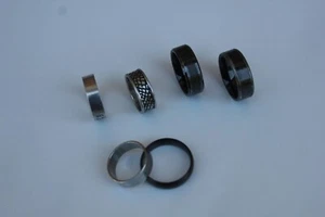 Black Titanium Ring Carbon Fiber Inlaid 11.5 plus lot of 5 various other Rings - Picture 1 of 16