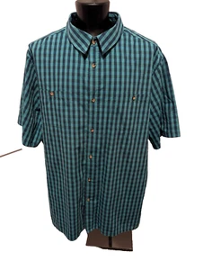 KING SIZE Size 3XLT Short Sleeve Button Up Shirt Blue Plaid Check - Picture 1 of 11