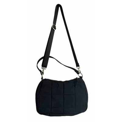 Quilted Nylon Crossbody Hobo Bag in black Night Out Date Night Capsule Sleek - Image 1 of 4