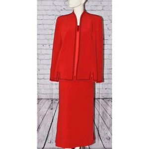 3-teiliger Lourdes Chavez Haute Couture roter Seidenrock Designer Anzug Gr. S/M NEU!!! - Bild 1 von 12