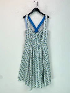 Laura Ashley Archive Green Blue Floral Sundress Knee Length Sleeveless UK16 - Picture 1 of 11