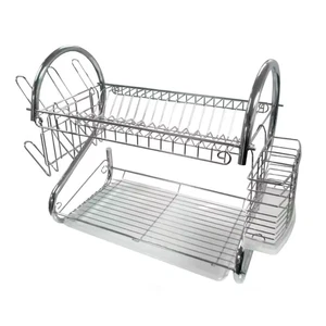 16 In. 2-Tier Silver Chrome Plated Standing Dish Rack - Picture 1 of 4