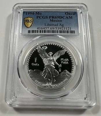 1994 Mo MEXICO LIBERTAD PROOF 1oz~ PCGS PF69 CAMEO ~ RARE DATE ~ HIGH GRADE! - Image 1 of 4