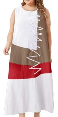 Vestido recto sin mangas de algodón multicolor con bloques de colores talla 2XL ReVd'elle para mujer Foto 1 de 4