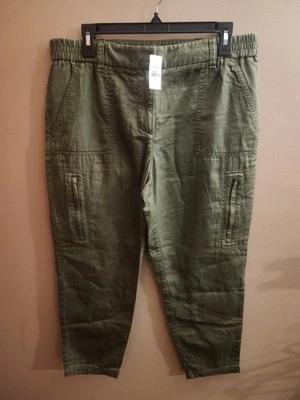 Ann Taylor Loft 踝慢跑裤橄榄绿色工装裤休闲裤 6 码全新带标签 — 第 1/4 张图片