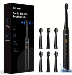 SEJOY Sonic Elektrische Zahnbürste, Schallzahnbürste, 6 Ersatzbürsten - Bild 1 von 1