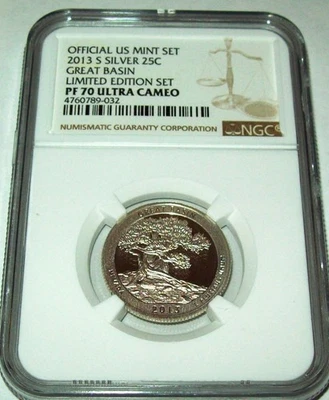 2013-S Silver PF70 Ultra Cameo Great Basin Quarter NGC Limited Edition Set - Image 1 of 2