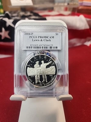 2004-P Lewis & Clark Silver Commemorative Dollar PR69DCAM PCGS Proof 69 Deep Cam - Image 1 of 3