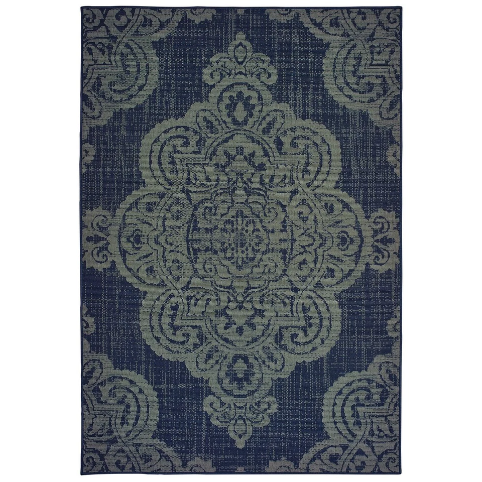 6x9 Sphinx Blue Floral Curves Medallion Area Rug 5929B - Aprx 6' 7" x 9' 6" - Image 1 of 1