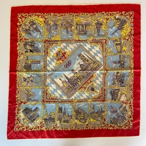 Rare Original 1972 Munich Olympics Silk Souvenir Scarf Vintage München Games Art - Picture 1 of 10