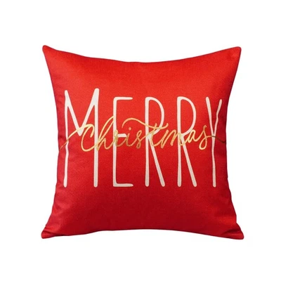 Christmas Pillow Cover 20x20 Inch Merry Christmas Lumbar Pillow Cover Gold Re... - Image 1 of 4