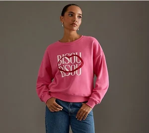 Maeve Anthropologie Pink Lips Bisou Bisou Crew Neck Sweatshirt Art By Jordan S - Bild 1 von 10