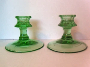 Collectables Fostoria Green Candle-holders 1920-1930's. - Picture 1 of 4