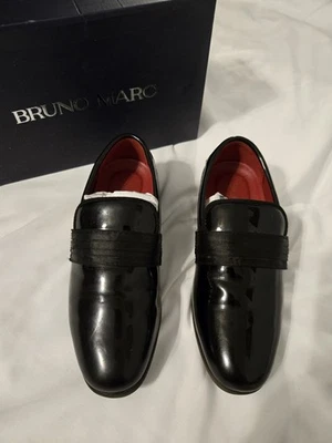 Bruno Marc boys dress shoes slip on patent leather  loafers Tuxedo shoes Sz 12 - Image 1 of 4