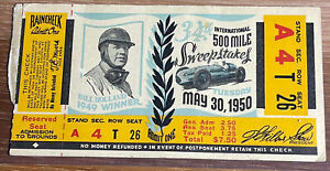1950 Indianapolis 500 Auto Race Ticket