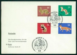 BRD MINISTER-FDC 1967 529/532 JUGEND TIERE FUCHS HASE WIESEL HAMSTER RARE!! gl16 - Bild 1 von 2
