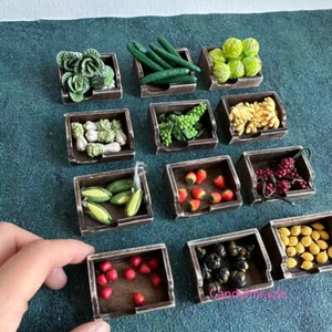 1Set Maßstab 1:12 Puppenhaus Miniatur Möbel Gemüse Obstkorb Handgefertigt Küche - Bild 1 von 31