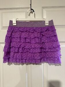 JUSTICE Girl PURPLE Skirt / SKORT Size 18 Tulle Layered Polka Dot