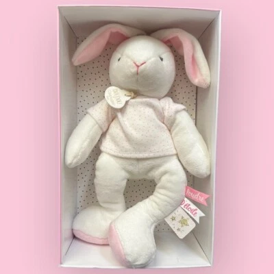 DouDou Et Compagnie Plush BUNNY RABBIT Security Lovey Baby Toy PINK DOT Shirt - Image 1 of 3