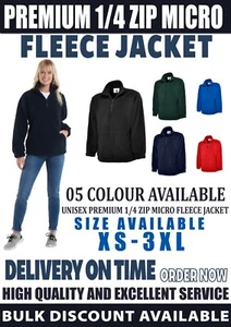 Uneek Classic UC602 1/4 Fleece Jacket Full Zip Micro Casual Warm Work Wear - Picture 1 of 12