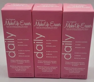 3 ~ The Original DAILY Make-up Radierer ~ NEU REISEGRÖSSE wiederverwendbar ~ Strumpfwaren - Bild 1 von 6