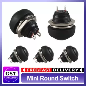 Latest 5Pcs Mini Round Switch 12mm Waterproof Momentary Push Button Black 12-24V - Picture 1 of 8