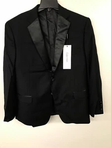 Calvin Klein Mens Modern Fit 100% Wool Tuxedo Suit Coat Black 44 Short - Picture 1 of 6