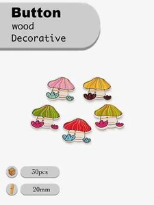 30pcs Cartoon Mushroom Wooden Buttons for scrapbook sewing handmade crafts 20mm - Picture 1 of 3