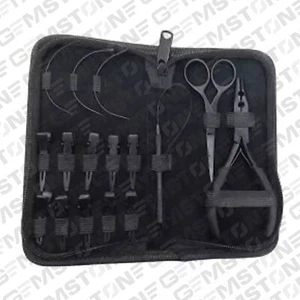 16pz KIT STRUMENTI ESTENSIONE CAPELLI LEGATI A MANO INCLUDE PINZA FORBICE MARCATURA CHIP ANELLO - Foto 1 di 7