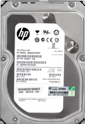 FESTPLATTE HP MB2000FBZPN 649327-002 2TB SAS-2 7200U/min 64MB ST2000NM0001 3.5'' - Bild 1 von 3