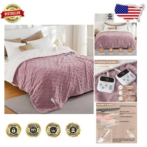 King Size Electric Heated Blanket - Dual Control Sherpa, 10 Heating Levels - Picture 1 of 12