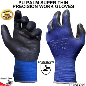 PU PALM PRECISION GLOVES.HYFLEX 11-618 TYPE.PU WORK GLOVE,GRIP,COOL,LIGHT,THIN - Picture 1 of 7