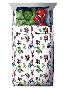 Avengers Kids Microfiber Sheet Set, Marvel Super Hero Full Bed Sheets - Picture 1 of 2