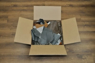 10 lb Box Mixed Colors Cowhide Remnants Scrap Leather Pieces Free Shipping - Image 1 of 4