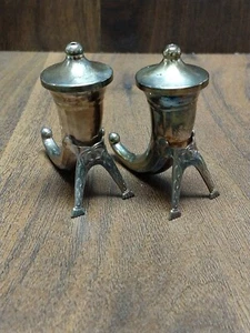 Swedish Sterling Silver Salt & Pepper Shakers Viking Horn shape - Picture 1 of 7