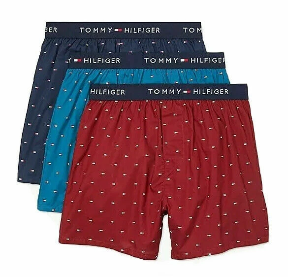 TOMMY HILFIGER MEN X3 - 221 MAHOGANY LARGE - 3 PACK SLIM WOVEN BOXER UNDERWEAR - Image 1 of 1