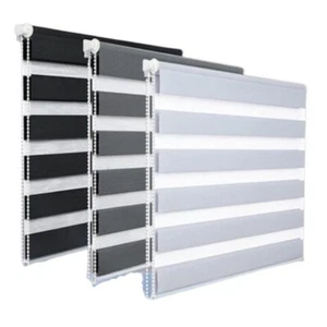 Day & Night Zebra Effect Roller Blind 165-210cm Easy Fit Dual Layer Window Blind - Picture 1 of 18