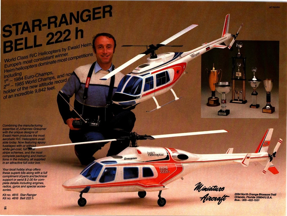 Star Ranger Bell 222h RC Hubschrauber Print Ad Ephemera Wanddeko - Bild 1 von 1