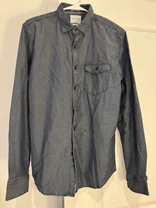 Denim&Flower Ricky Singh Shirt Men's Large Slim Fit  Button Up Long Sleeve Blue - Picture 1 of 5